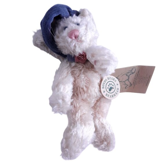 Boyds Bearwear Claudine De La Plumtete Plush Teddy Bear W/ Blue Hat & Tag - Picture 3 of 5